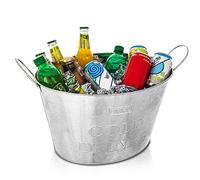 LIVIVO Galvanised Steel 24L Drinks Ice Cool Bucket with Handles - Great for Parties, BBQs and Bars Cooling Bottles, Cans of Beer or Soft Drinks