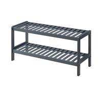 LIVIVO Grey Bamboo 2 Tier Shoe Rack Storage Bench Hallway Organiser LIVIVO Grey