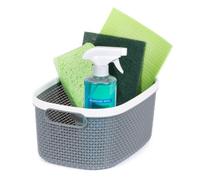 Livivo Grey Plastic Woven Effect Organiser Basket 8L