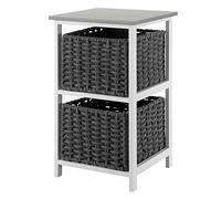 LIVIVO Habi 2 Drawer Wooden Storage Shelf Organiser - Sturdy Paulownia Wood, Cotton Rope, Lightweight, Scandi Style Ideal for Office, Home, Bathroom, Bedroom, Hallway, Kitchen (2 Drawer)