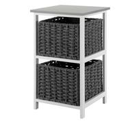 LIVIVO Habi 2 Drawer Wooden Storage Shelf Organiser - Sturdy Paulownia Wood, Cotton Rope, Lightweight, Scandi Style Ideal for Office, Home, Bathroom, Bedroom, Hallway, Kitchen (2 Drawer)