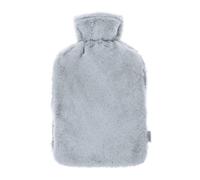 LIVIVO 2L Hot Water Bottle with Faux-Fur Cover & Hand Pockets - Large Thermoplastic Hot Water Bag for Warmth, Pain Relief & Cosy Comfort - Machine Washable Sleeve - Grey