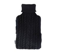 LIVIVO 2L Hot Water Bottle with Knit Cover & Hand Pockets - Large Thermoplastic Hot Water Bag for Warmth, Pain Relief & Cosy Comfort - Machine Washable Sleeve - Black