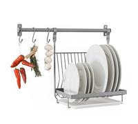 Hanging Dish Rack with Integrated Drain Tray LIVIVO Grey One Size