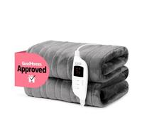 Livivo Heated Electric Over Blanket Grey Ultra Soft Micro Fleece 160X130Cm W/ 9 Heat Settings Timer Digital Control And Washable