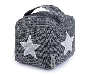 LIVIVO Heavy Cube Door Stopper with Handle, Tweed-Style Tough Fabric Cover Weighted Cute Novelty Stop (Star)