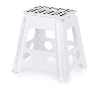 LIVIVO Folding Step Stool - Compact and Lightweight Two Tier Anti Slip Stepping Stool - Folds Flat with Carry Handle for Easy Storage and Transport (White)