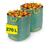 LIVIVO Heavy Duty Garden Bags with Handles - 270L, Set of 2 Reusable Garden Waste Bags, Collapsible Design with Stay-Open Ring for Lawn, Plants & Outdoor Rubbish