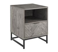 Livivo Grey Side Table With Drawer And Shelf