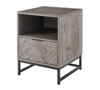 Livivo Herringbone Side Table Storage Unit - Featuring A Spacious Drawer For Stylish Organisation In Light Grey Light Grey One Size