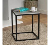 Livivo Industrial Concrete Effect Side Table Grey Metal Frame