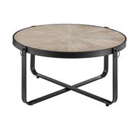 Livivo Kori Manchurian Ash Coffee Table With Industrial Metal Frame