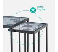 Livivo Kavic Glass Nested Tables Set With Black Frame