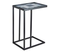 LIVIVO Kavic Sofa Side Table Glass Top Black Iron Frame Laptop Desk