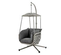Garden Hanging Egg Swing Chair Rattan Effect Relaxing Patio Hammock w/ Cushions