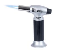 LIVIVO Kitchen Blow Torch for Cooking - Refillable Cooking Blow Torch w/Adjustable Flame, Safety Lock, Piezo Ignition - Blowtorch for Cooking, Creme Brulee, Baking, BBQ & DIY - Silver/Black