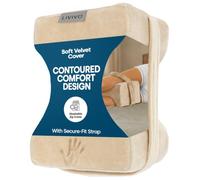LIVIVO Knee Pillow for Side Sleepers, Knee Pillow for Sleeping on Side with Strap, Contoured Knee Cushion for Sleeping with Soft Velvet Cover, Leg Pillow Cushion for Bedtime and Resting (Beige)