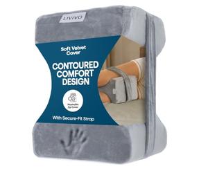 LIVIVO Knee Pillow for Side Sleepers, Knee Pillow for Sleeping on Side with Strap, Contoured Knee Cushion for Sleeping with Soft Velvel Cover, Leg Pillow Cushion for Bedtime and Resting (Grey)