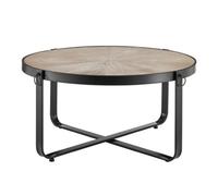 Livivo Kori Manchurian Ash Coffee Table With Industrial Metal Frame
