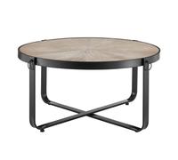Livivo Kori Manchurian Ash Coffee Table With Industrial Metal Frame