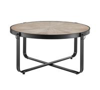 LIVIVO Kori Scandi Table Wood Effect Industrial Black Metal Frame Modern