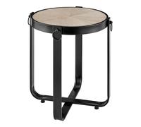 LIVIVO Kori Manchurian Ash Side Table with Industrial Metal Frame in Natural