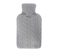 LIVIVO Large 2L Hot Water Bottle with Arran Knitted Cover Removable and Washable- Quick Pain Relief and Comfort (Grey)