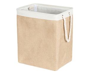 LIVIVO Large Canvas Storage Fabric Foldable Portable Waterproof Laundry Hamper With Rope Handles Washing Bin Baskets Space Saving Suitable For Bedroom Laundry Room Bathroom (Natural)