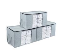 Livivo Large Capacity Clothes Storage Bag - Stackable, Foldable With Sturdy Zipper, For Comforters, Blankets & Bedding (Set Of 3)