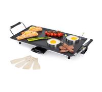LIVIVO Large Teppanyaki Electric Grill - 2000W Tabletop Electric Griddle with Non-Stick Plate, Adjustable Temperature, Drip Tray and 8 Wooden Spatula - Teppanyaki Grill for Meat, Fish & Vegetables