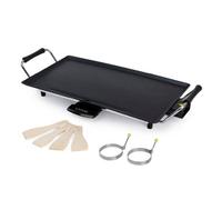 LIVIVO Large Teppanyaki Electric Grill - 2000W Tabletop Electric Griddle with Non-Stick Plate, Adjustable Temperature, Drip Tray and 8 Wooden Spatula - Teppanyaki Grill for Meat, Fish & Vegetables