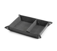LIVIVO Leather Look Valet Organiser Black with Divider in Grey