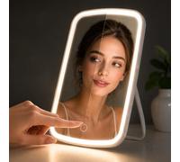 LIVIVO LED Makeup Mirror with Lights - USB-C Rechargeable Cosmetic Mirror - Freestanding Light Up Mirror with 3 Lighting Modes - Adjustable Angle Portable Mirror - White