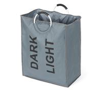 Livivo Lights And Darks Laundry Basket Grey Double Section Folding Washing Hamper With Handles 65Cm