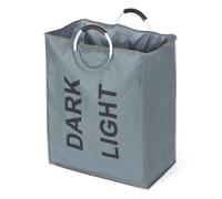 LIVIVO Lights & Darks Laundry Basket Grey Double Section Folding Washing Hamper with Handles 65cm LIVIVO Grey