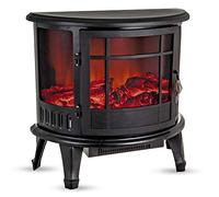 LIVIVO Log Fire Effect Panoramic Heater 1800W Heat Power with Independent LED Lighting and Heating Controls Automatic Overheat or Tip Over Safety Cut-Out (Black)