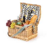 LIVIVO Luxury 4-Person Traditional Picnic Hamper - Wicker Willow Basket