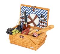 LIVIVO Luxury Fitted Picnic Hamper Basket - 4 Person Basket with Cutlery Set in Natural LIVIVO Natural
