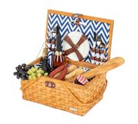 Livivo Luxury Fitted Picnic Hamper Basket - 4 Person Basket With Cutlery Set In Natural Natural One Size