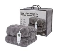 LIVIVO Luxury Heated Blanket Faux Fur Electric Throw 10 Heat Settings