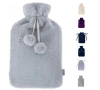 Livivo Luxury Hot Water Bottle With Plush Faux Fur Cover - Grey/2L