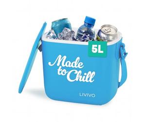 LIVIVO Made to Chill 5L Cool Box - Summer Cooler Box, Small Portable Insulated Ice Box with Strap, Lightweight Hard Cooler for Picnic, Beach, Camping & Travel (Blue)