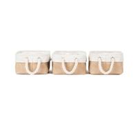 Livivo Mara Medium Storage Basket Set Of 3 Beige Fabric Organisers