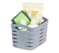 LIVIVO Medium Plastic Storage Basket - Kaari - Weaved BPA Free Organiser Box with Handles & Breathable Design - Multipurpose Home Storage Bin for Kitchen, Bathroom, Bedroom & Office (Medium, 13L)