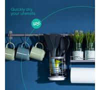 LIVIVO Hanging Utensil Holder - Modular Steel Kitchen Storage Cup for Rail Organizer - Rack for Cutlery, Utensils, Tongs, Ladles, Glasses - Grey Metal Basket Attachment (Utensil Holder Only)