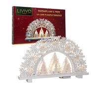 LIVIVO Natural Wooden Christmas Candle Bridge Festive Scene Decoration Battery Operated Warm White LED Xmas Candle Lights - Brings a Touch Warmth to Any Home This Christmas (Snowflake 11 LED)