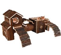LIVIVO ® Natural Wooden Hamster Mouse Gerbil Playground Rats Pets Toys Play House Tunnel