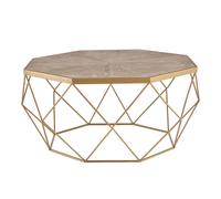 Livivo Nayi Coffee Table Geo Design With A Gold Segmented Top - Blonde Wood Gold One Size