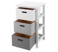Livivo Wooden Storage Cabinet Unit With 3 Drawers - Bedside Shelf Organiser For Living Room, Bathroom & Bedroom - White/grey