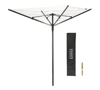 LIVIVO Outdoor Garden 4 Arm 45m folding Rotary Washing Line Clothes Airer Dryer with Free Ground Spike and Cover (Black)